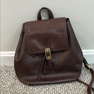 Coach Brown Leather Bag with Monochromatic Design